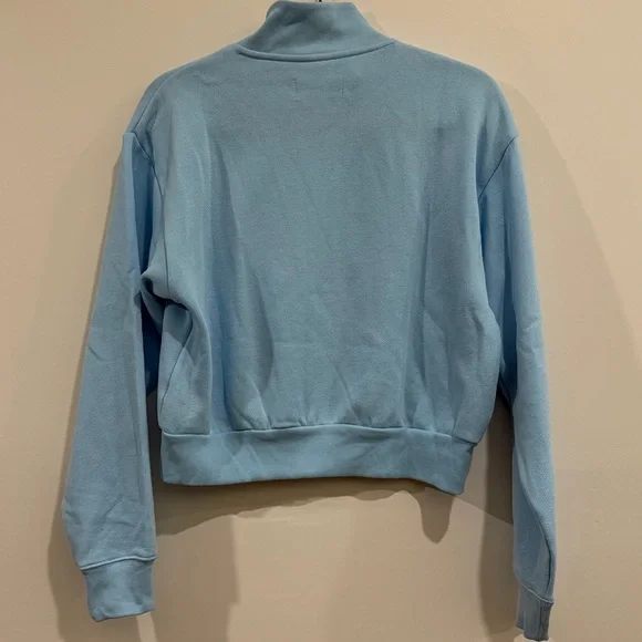 Victoria’s Secret Baby Blue Cropped Quarter Zip Sweatshirt, Medium - Picture 3 of 6